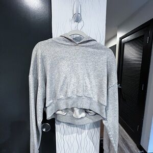 TNA Light Gray Cropped Hoodie